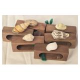 Set of 6 Wooden Napkin Rings with Sea Shells