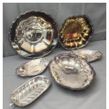 Lot of 6 silver plated serving platters
