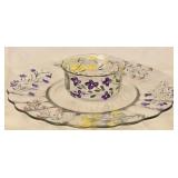 Stunning Hand Painted Floral Platter with Bowl