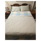 Vintage Wooden Headboard Bed Set & Bedding