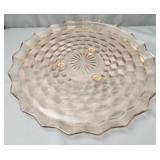 Pink depression glass cake plate