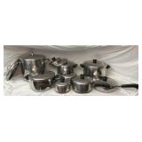 8 pcs of revere cookware and 11 lids