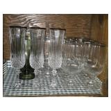 Shelf Lot of Crystal Stemmed Glasses