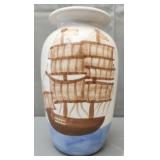 Porcelain large vase w sailing ship