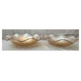 2 Vintage Jeannette Glass Iris & Herringbone