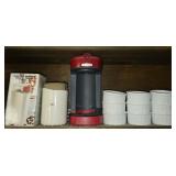 Shelf Lot of Coffee Grinders Bella Ramekins Etc