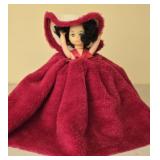 Vintage Plastic Doll with Fleece Dress