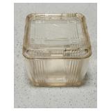 Pink Glass Criss Cross square refrigerator dish