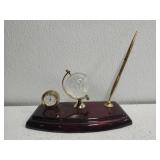 Executive desk pen stand set featuring a clock