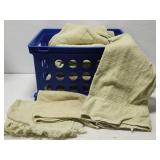 Crate of old towels and hand towels