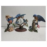 Lot of 3 blue birds figurines
