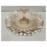 Pink Depression Glass tidbit or candy dish **