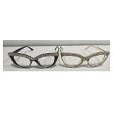 Lot of 2 bejeweled plastic cat eyed glasses