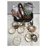 Basket full of bracelet and necklaces