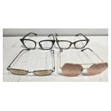 Lot of 3 glasses and 1 pair of sunglasses