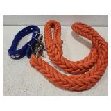 Braided dog leash and studded collar