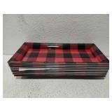 12 red plaid charger plates 1 plain red