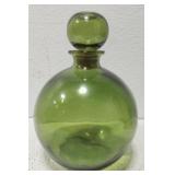 Green blown glass Decanter with stopper