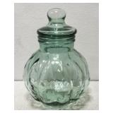Beautiful large green blown glass Canister *