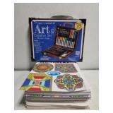 Adult coloring bookends & unopened Art set