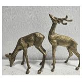 Pair of solid brass deer