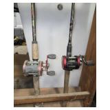 Lot of 2 open face fishing rods and reels