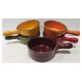 5 stoneware small handled soup dishes