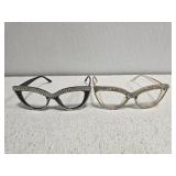 Lot of 2 bejeweled plastic cat eyed glasses