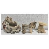 Lot of 3 marble decor