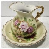 Beautiful hand painte wash basin with gold accents