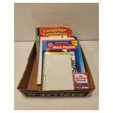 Tray lot of kids work books and more