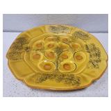 Beautiful vintage hand painted yellow egg dish