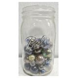 Glass jar with glass balls