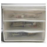 Plastic 3 Drawer Container with Misc Items