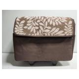 Brown floral Suitcase on wheels with handle