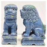 Pair of Blue Ceramic Foo Dogs