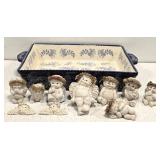 Blue & White Baking Dish & Angel Decor SEE DESC