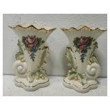 Antique Old French Paris porcelain spill vases