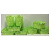 Lot of spring green plastic baskets