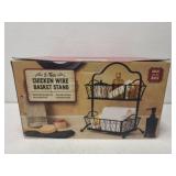 2 tier chicken wire basket stand new in box