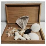 Wooden box of rocks