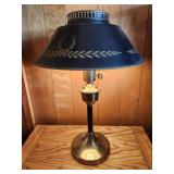 Set of Vintage black toleware table lamp