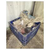 Crate of fishing items