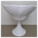 Vintage milk glass pedestal bowl