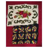 Vintage Rose Rug & Rainbow Crocheted Blanket