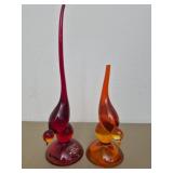 2 Viking Glass Long Tail Bird figurines SEE DESC