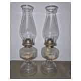 Pair of glass oil lamps