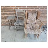 Lot of a chair table and rocking chair