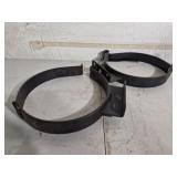 Two Industrial pipe clamps