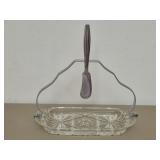 Crystal butter tray with butter knife